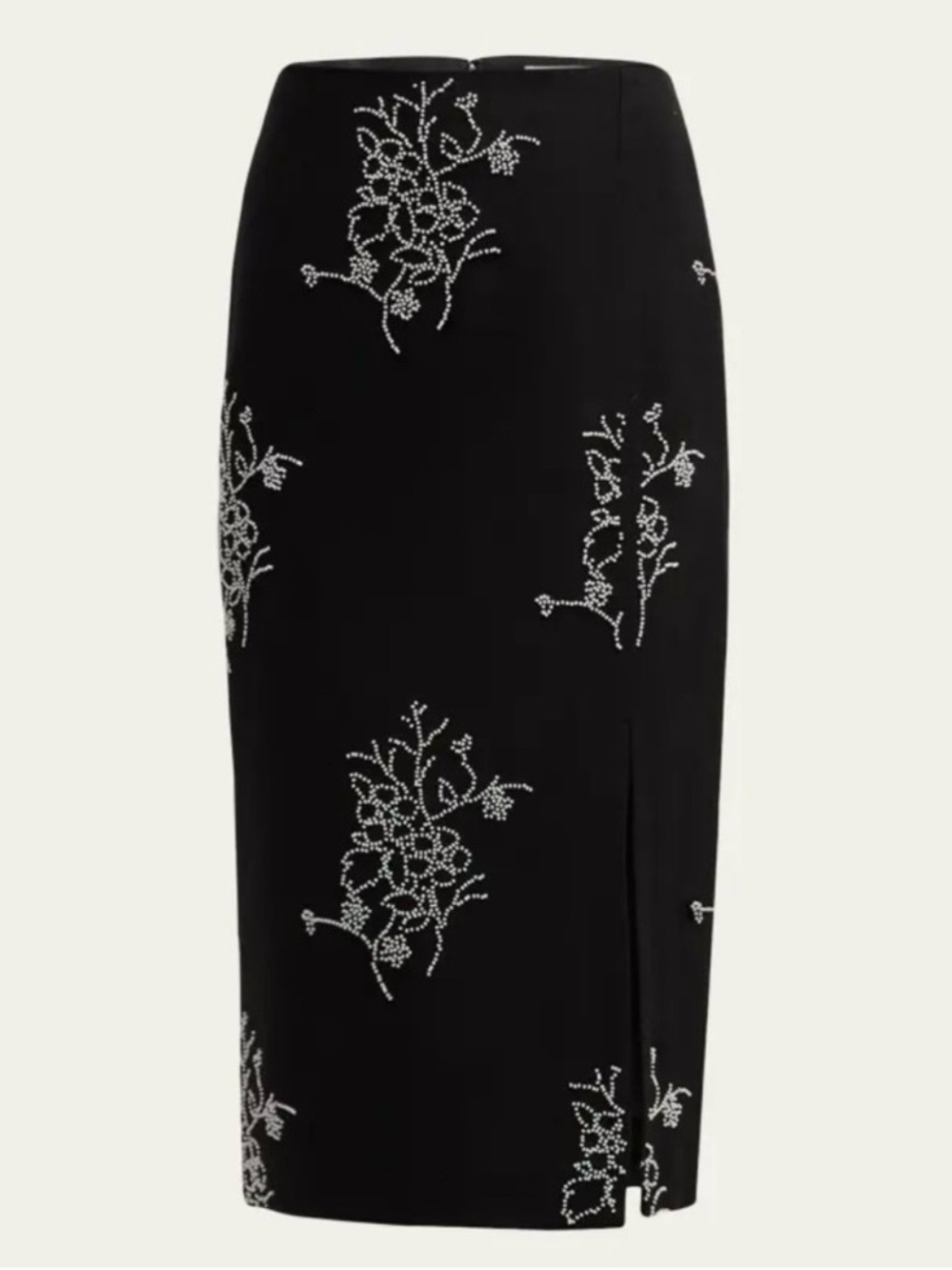 Milly Santana Beaded Side Slit Midi Skirt